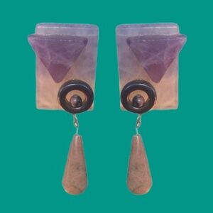 Lavender/Purple Lucite Earrings - Clip On​